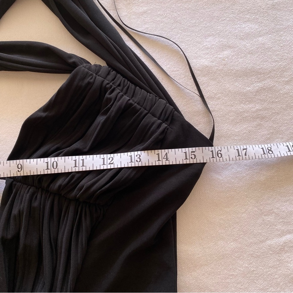 ABS By Allen Swartz Y2K Elegant Black Dress Size S Buckle Rhinestones Draped - Picture 11 of 12